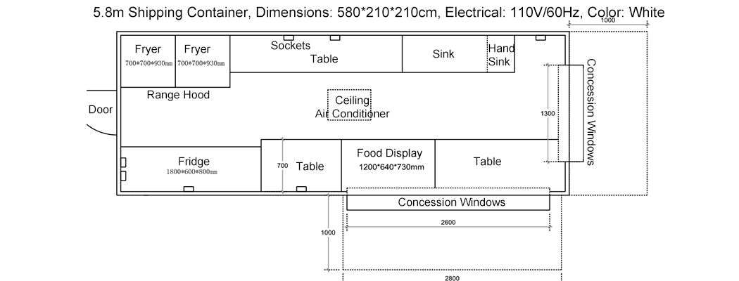 shipping container kitcehn layout